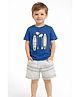 Nottie Planet Cotton Knit Half Sleeves Surfing Board Printed Tee & Shorts Set - Blue