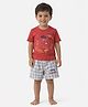 Nottie Planet Cotton Knit Half Sleeves Fish & Turtle Printed Tee & Shorts Set - Red