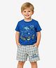 Nottie Planet Cotton Knit Half Sleeves Fish & Turtle Printed Tee & Shorts Set - Blue