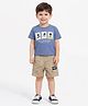 Nottie Planet Cotton Knit Half Sleeves Astronaut Printed Tee & Shorts Set - Steel Blue