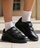 Pine Kids Velcro Closure Solid School Shoes - Black