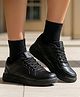 Pine Kids Velcro Closure Solid School Shoes - Black