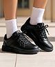 Pine Kids Velcro Closure Solid School Shoes - Black