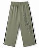 Taeko Single Jersey Knit Full Length Track Pant Text Print -Olive
