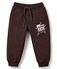 Taeko Looper Knit Full Length Lounge Pant with Text Print- Brown