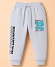 Taeko Looper Knit Full Length Lounge Pant with Text Print- Light Grey