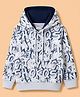 Taeko Looper Knit Full Sleeves Hooded T-Shirt With Text Print - Grey