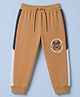 Taeko Single Jersey Knit Full Length Lounge Pant with Text Print & Tape Detailing - Brown