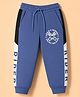 Taeko Single Jersey Knit Full Length Lounge Pant with Text Print & Tape Detailing - Blue