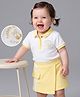 Babyoye Single Jersey Knit Half Sleeves T-Shirt & Skirt Set With Text Print - White