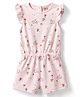 ToffyHouse Knitted Half Sleeves Hearts & Floral Printed Jumpsuit - Light Pink