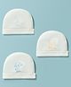Doodle Poodle 100% Cotton Interlock Knit Cap With Animal Print Pack Of 3 White - Diameter 17 cm