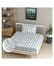 Morado Premium Glace Cotton Elastic Fitted Single Bedsheet with 1 Pillow Cover , Soft, Breathable & Skin Friendly , Blue Flower Check Print , 36x72x8 Inches