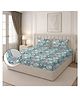 Morado Premium Glace Cotton Elastic Fitted Double Bedsheet with 2 Pillow Covers , Soft, Breathable & Skin Friendly , Blue Multi Flower Print , 72x78x8 Inches