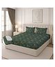 Morado Premium Glace Cotton Elastic Fitted Double Bedsheet with 2 Pillow Covers (72 x 78 x 8 Inches) Olive Tree - Olive