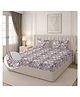 Morado Premium Glace Cotton Elastic Fitted Double Bedsheet with 2 Pillow Covers (72 x 78 x 8 Inches) Purple Multi Flower - Purple