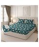 Morado Premium Glace Cotton Elastic Fitted Double Bedsheet with 2 Pillow Covers (72 x 78 x 8 Inches) Teal Roses - Teal