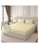 Morado Premium Glace Cotton Elastic Fitted Double Bedsheet with 2 Pillow Covers (72 x 78 x 8 Inches) Yellow Check - Multicolor