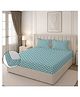 Morado Premium Glace Cotton Elastic Fitted Double Bedsheet with 2 Pillow Covers (72 x 78 x 8 Inches) Mint Flowers - Mint