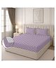 Morado Premium Glace Cotton Elastic Fitted Double Bedsheet with 2 Pillow Covers (72 x 78 x 8 Inches) Purple Flowers - Purple