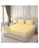 Morado Premium Glace Cotton Elastic Fitted Double Bedsheet with 2 Pillow Covers (72 x 78 x 8 Inches) Yellow Floral - Yellow