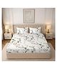 Morado Premium Glace Cotton Elastic Fitted Double Bedsheet with 2 Pillow Covers (72 x 78 x 8 Inches) Moon Flower - White