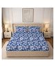 Morado Premium Glace Cotton Elastic Fitted Double Bedsheet with 2 Pillow Covers (72 x 78 x 8 Inches) Blue Heritage - Blue