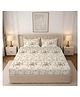 Morado Premium Glace Cotton Elastic Fitted Double Bedsheet with 2 Pillow Covers (72 x 78 x 8 Inches) Traditional Design - Cream