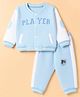 ToffyHouse Knit Full Sleeves T-Shirt & Lounge Winter Wear with Text Embroidered - Light Blue