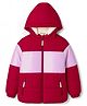 Primo Gino Woven Full Sleeves Color Block Hooded Padded Jacket -Dark Red