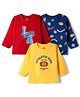 Doodle Poodle Cotton Knit T-Shirts with Full Sleeves and Sports Print in Red for Pack of 3 3-6 Months 3-6m