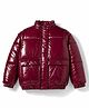 Primo Gino Woven Full Sleeves Puffer Padded Solid Colour Jacket - Wine