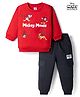 Babyhug Disney Terry Knit Full Sleeves T-Shirt With Mickey And Friends Graphic & Joggers - Red & Black