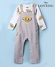 Babyhug Disney 100% Cotton Single Jersey Knit Full Sleeves Dungaree and Tee with The Lion King Graphic Print & Patch - White