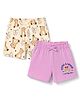 Doodle Poodle 100% Cotton Single Jersey Knit Knee Length Shorts With Text & Bear Print Pack of 2 - Peach