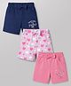 Doodle Poodle 100% Cotton Single Jersey Knit Knee Length Shorts with Hearts Print & Bow Applique - Navy Blue & Pink