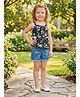 Lei-Chie Linen Woven Sleeveless Floral Printed Top & Shorts Set - Black