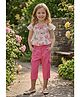 Lei-Chie Linen Woven Half Sleeves Butterfly Printed Top & Capri Shorts Set With Necklace - Pink