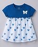CUCUMBER Sinker Knit Half Sleeves Butterfly Printed & Embroidered Frock - Royal Blue