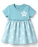 CUCUMBER Sinker Knit Half Sleeves Frocks With Star Print - Aqua Blue