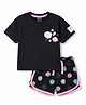 CUCUMBER Sinker Knit Half Sleeves Shell Printed T-Shirt & Shorts Night Suit - Black