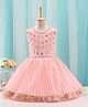 Enfance Woven Sleeveless Mirror Embroidery Work Party Wear Dress - Peach