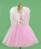 Enfance Net Woven Sleeveless Party Dress With Frill Detailing - Pink