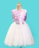 Enfance Net Woven Sleeveless Floral Printed Party Dress With Floral Applique - Pink