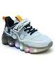 ABROS Mesh Detailed Abstract Designed Velcro Closure LED Shoes - Light Grey & Black