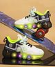 ABROS Mesh Detailed Abstract Designed Velcro Closure LED Shoes - White & Black