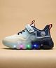 ABROS Mesh Detailed Abstract Designed Velcro Closure LED Shoes - White & Navy Blue