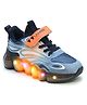 ABROS Mesh Detailed Ombre Abstract Designed Velcro Closure LED Shoes - Black & Orange