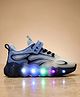 ABROS Mesh Detailed Ombre Abstract Designed Velcro Closure LED Shoes - Light Grey & Ice Blue