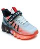 ABROS Ombre Mesh Detailed Unlock Morse Code Printed Velcro Closure Shoes - Red & Black